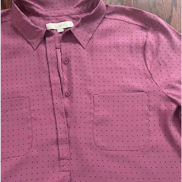 Ann Taylor pink with polka dots blouse - Picture 2 of 3
